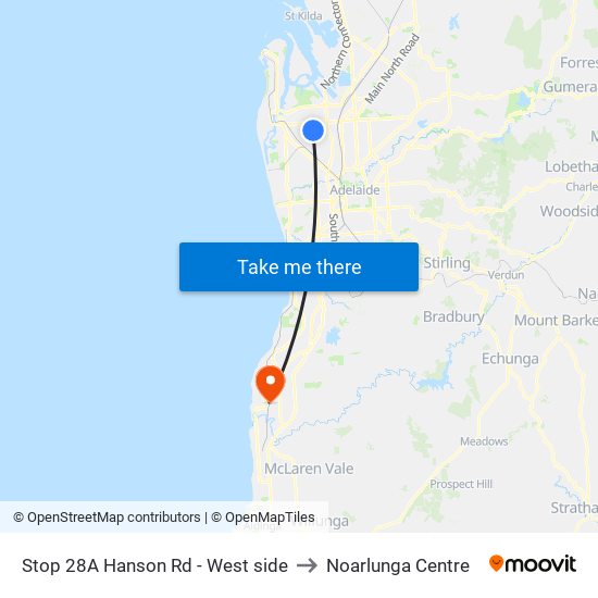 Stop 28A Hanson Rd - West side to Noarlunga Centre map