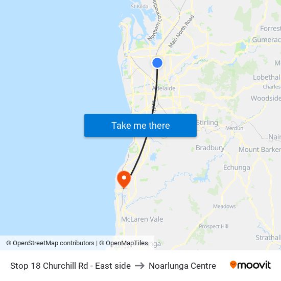 Stop 18 Churchill Rd - East side to Noarlunga Centre map
