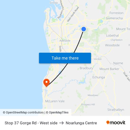 Stop 37 Gorge Rd - West side to Noarlunga Centre map