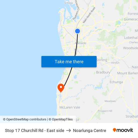 Stop 17 Churchill Rd - East side to Noarlunga Centre map