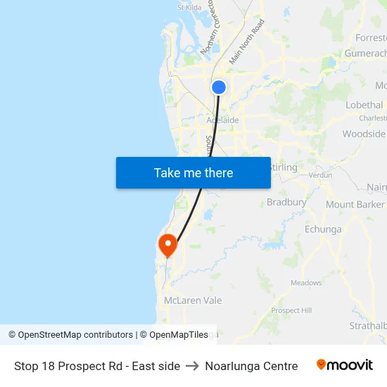 Stop 18 Prospect Rd - East side to Noarlunga Centre map