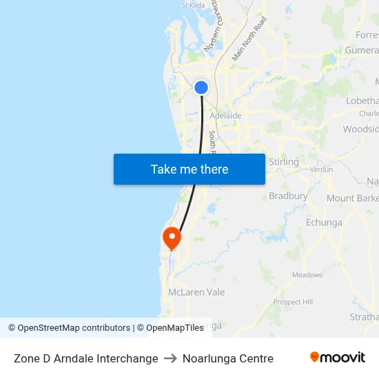 Zone D Arndale Interchange to Noarlunga Centre map