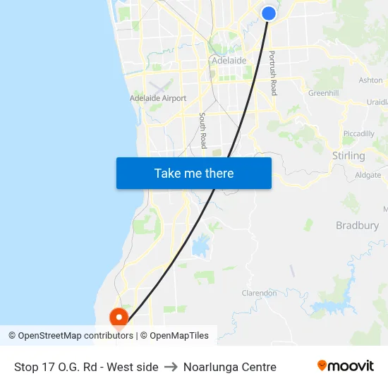 Stop 17 O.G. Rd - West side to Noarlunga Centre map