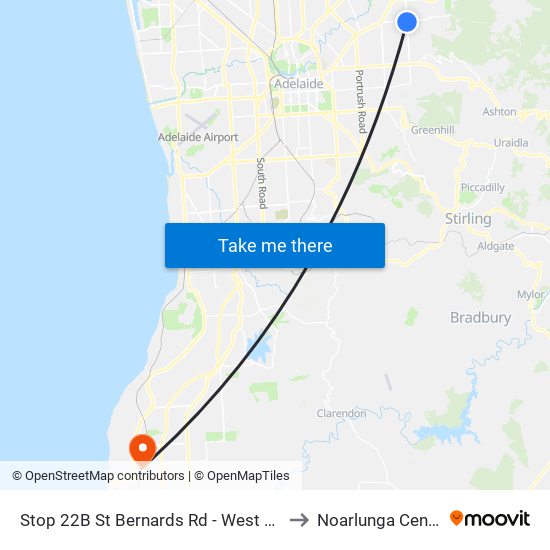 Stop 22B St Bernards Rd - West side to Noarlunga Centre map