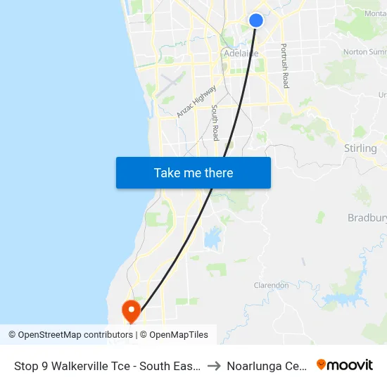 Stop 9 Walkerville Tce - South East side to Noarlunga Centre map