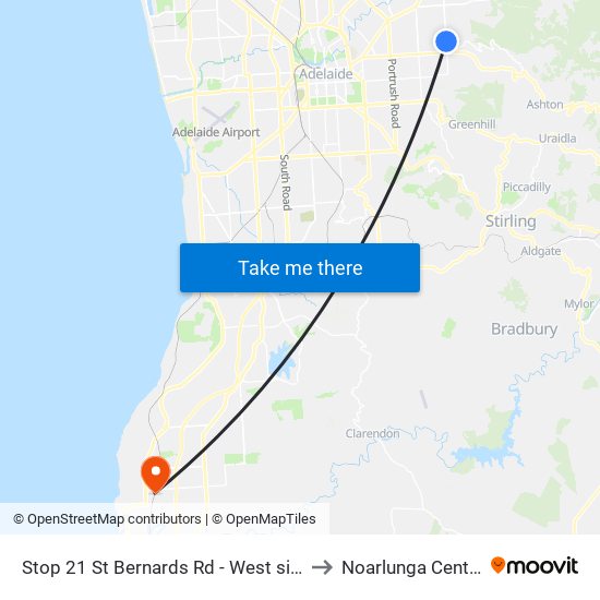 Stop 21 St Bernards Rd - West side to Noarlunga Centre map