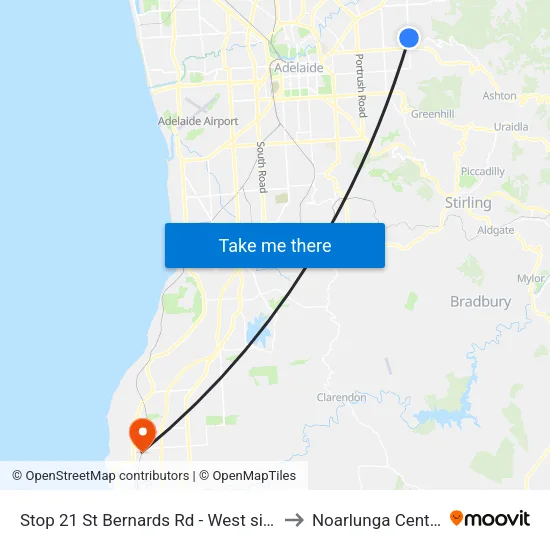 Stop 21 St Bernards Rd - West side to Noarlunga Centre map