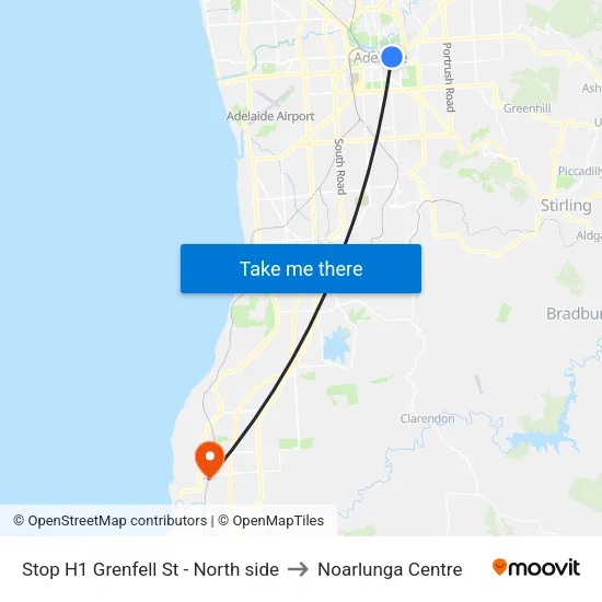 Stop H1 Grenfell St - North side to Noarlunga Centre map