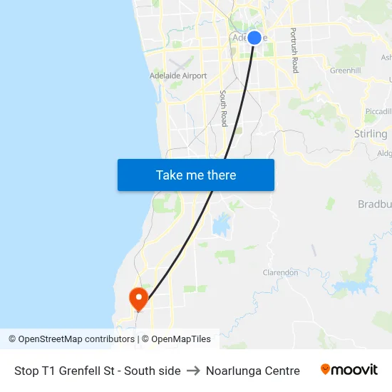 Stop T1 Grenfell St - South side to Noarlunga Centre map