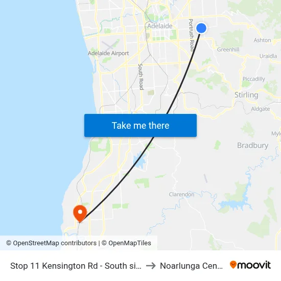 Stop 11 Kensington Rd - South side to Noarlunga Centre map