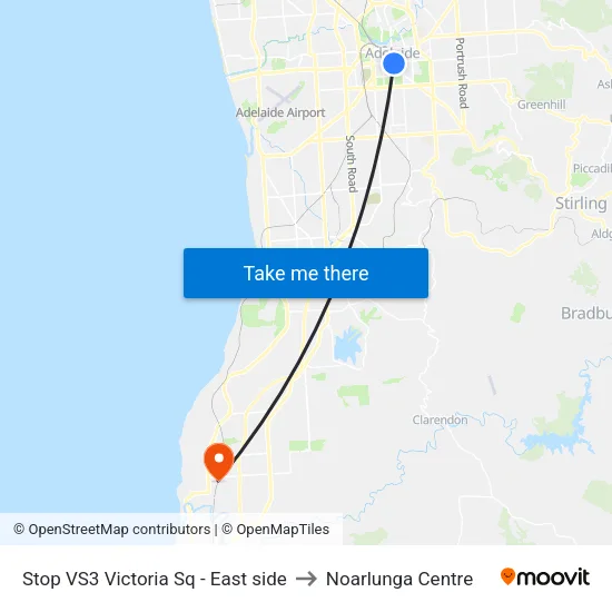 Stop VS3 Victoria Sq - East side to Noarlunga Centre map