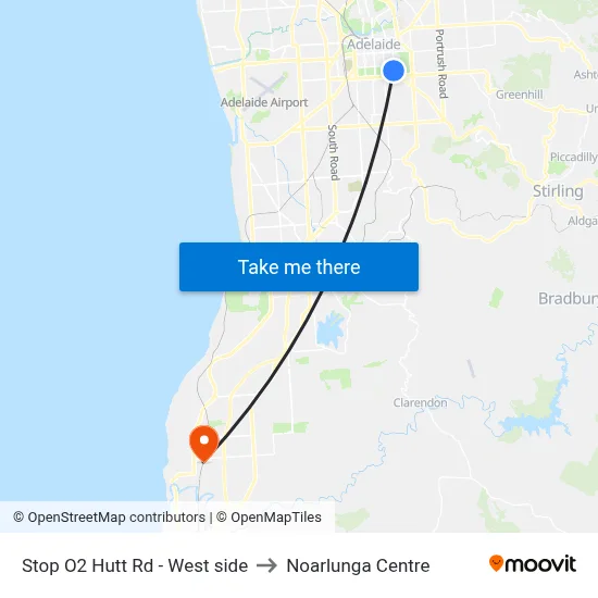 Stop O2 Hutt Rd - West side to Noarlunga Centre map