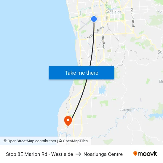 Stop 8E Marion Rd - West side to Noarlunga Centre map
