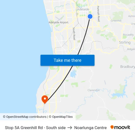 Stop 5A Greenhill Rd - South side to Noarlunga Centre map