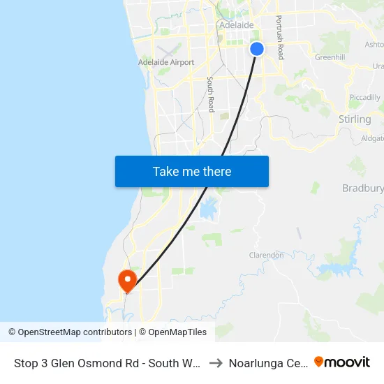Stop 3 Glen Osmond Rd - South West side to Noarlunga Centre map