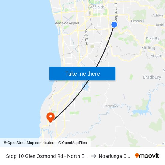 Stop 10 Glen Osmond Rd - North East side to Noarlunga Centre map