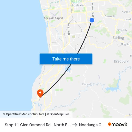 Stop 11 Glen Osmond Rd - North East side to Noarlunga Centre map