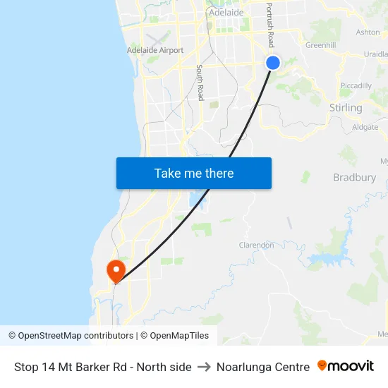 Stop 14 Mt Barker Rd - North side to Noarlunga Centre map