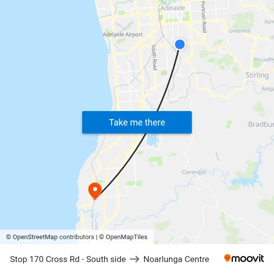 Stop 170 Cross Rd - South side to Noarlunga Centre map
