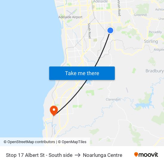 Stop 17 Albert St - South side to Noarlunga Centre map