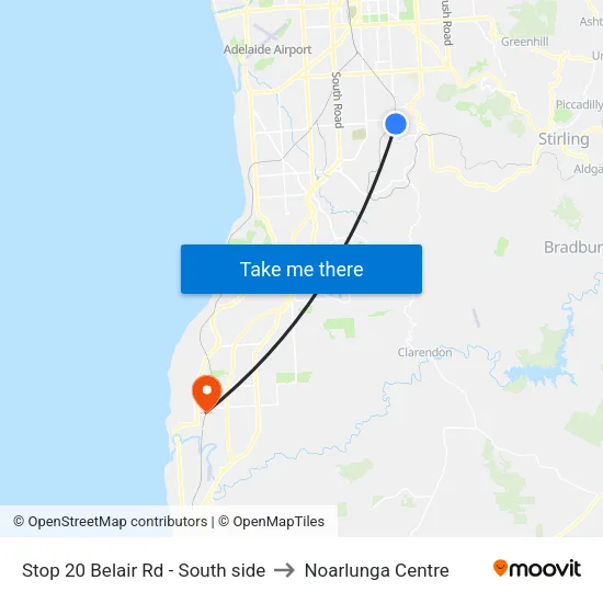 Stop 20 Belair Rd - South side to Noarlunga Centre map