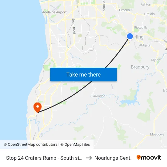 Stop 24 Crafers Ramp - South side to Noarlunga Centre map