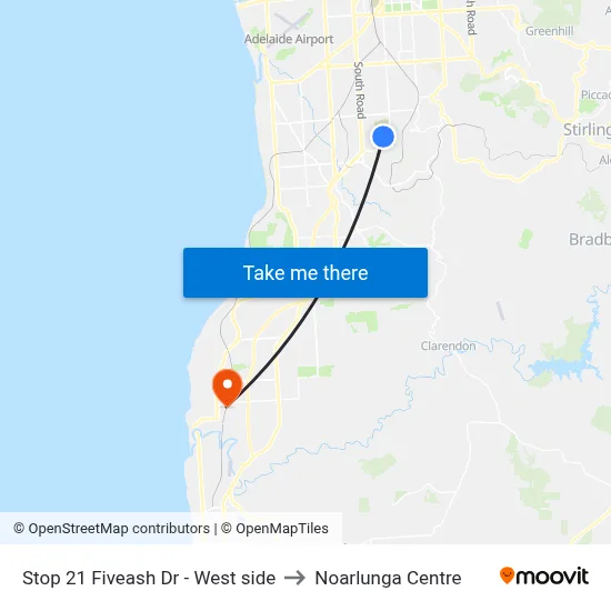 Stop 21 Fiveash Dr - West side to Noarlunga Centre map