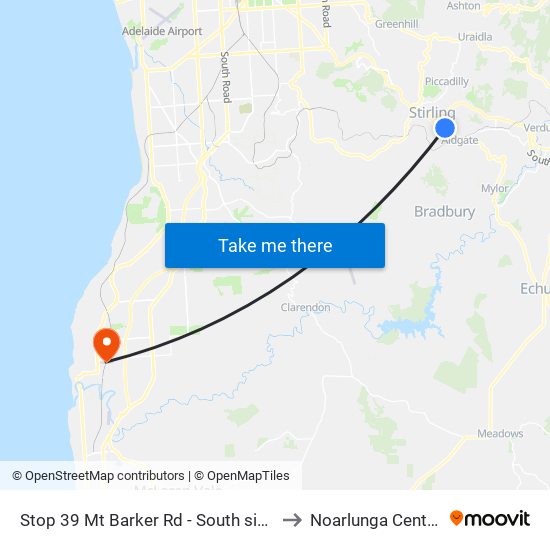 Stop 39 Mt Barker Rd - South side to Noarlunga Centre map