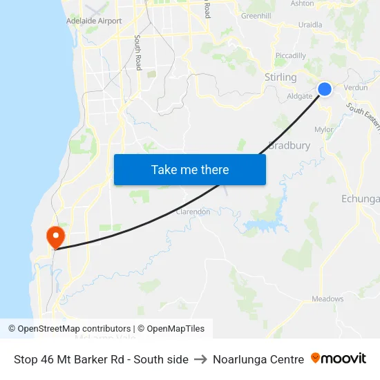 Stop 46 Mt Barker Rd - South side to Noarlunga Centre map