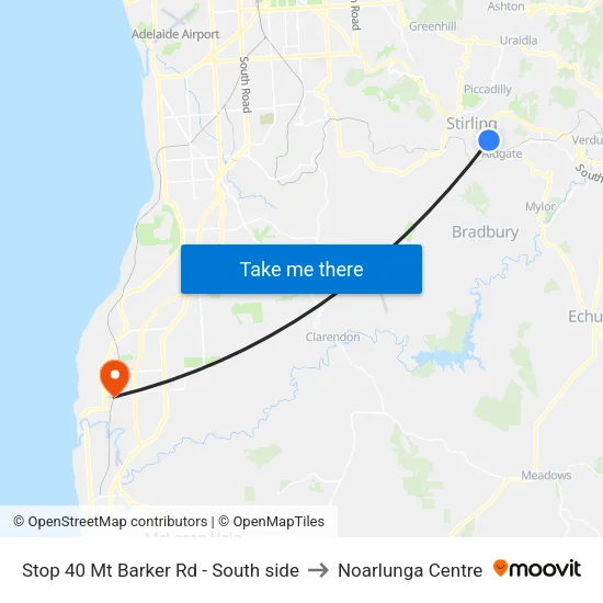 Stop 40 Mt Barker Rd - South side to Noarlunga Centre map