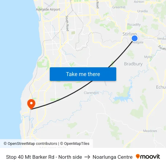 Stop 40 Mt Barker Rd - North side to Noarlunga Centre map