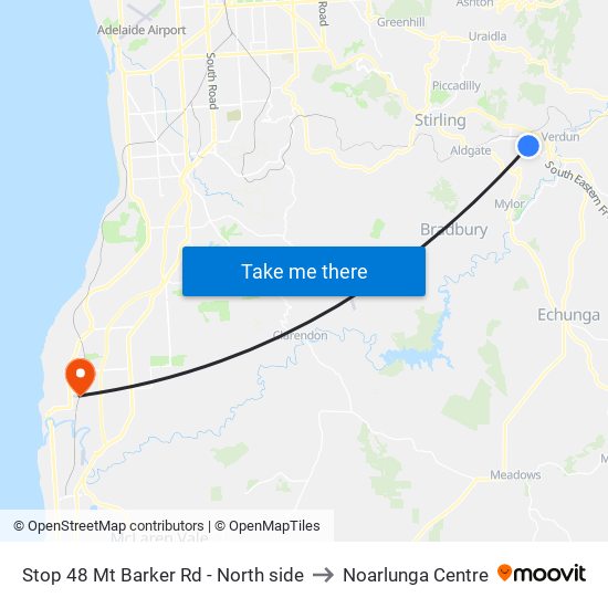 Stop 48 Mt Barker Rd - North side to Noarlunga Centre map