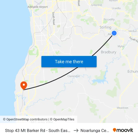 Stop 43 Mt Barker Rd - South East side to Noarlunga Centre map