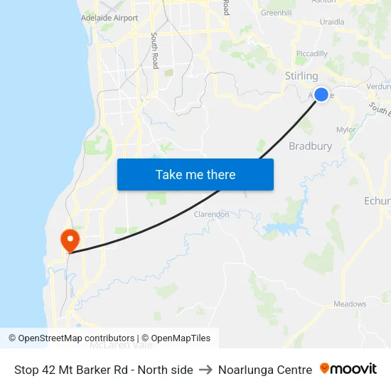 Stop 42 Mt Barker Rd - North side to Noarlunga Centre map