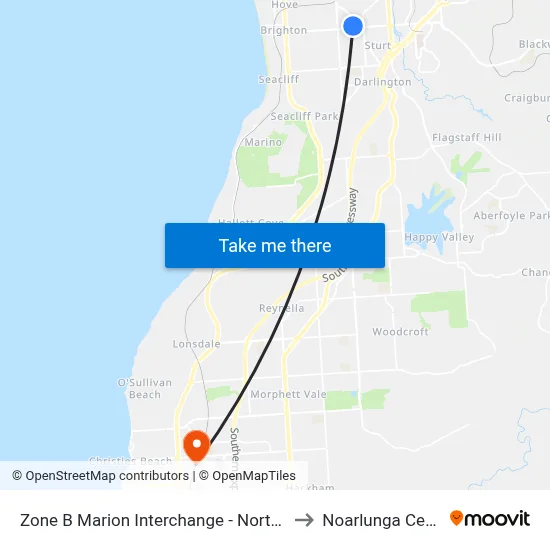 Zone B Marion Interchange - North side to Noarlunga Centre map