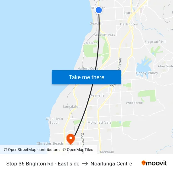 Stop 36 Brighton Rd - East side to Noarlunga Centre map