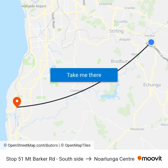 Stop 51 Mt Barker Rd - South side to Noarlunga Centre map