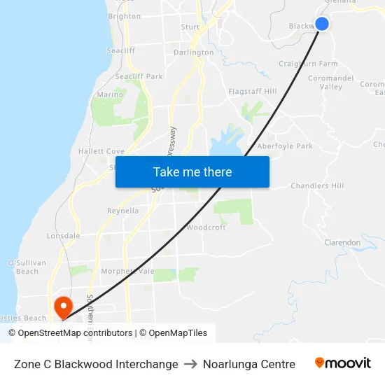 Zone C Blackwood Interchange to Noarlunga Centre map