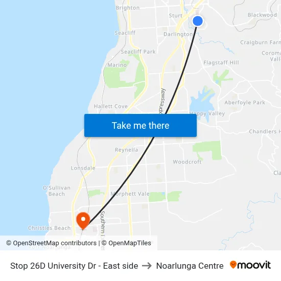 Stop 26D University Dr - East side to Noarlunga Centre map