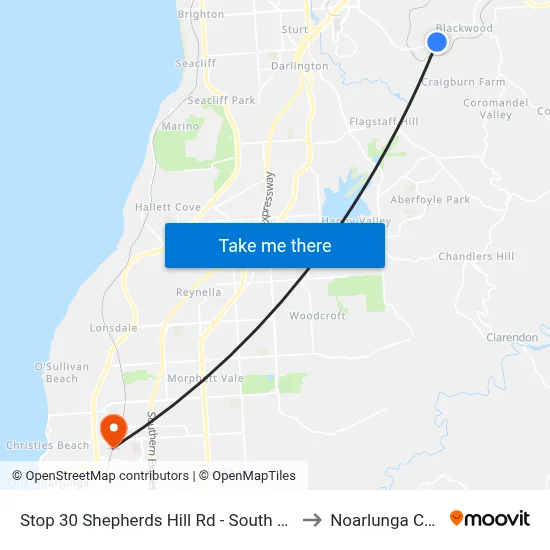 Stop 30 Shepherds Hill Rd - South East side to Noarlunga Centre map