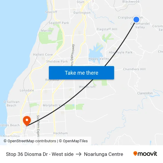 Stop 36 Diosma Dr - West side to Noarlunga Centre map
