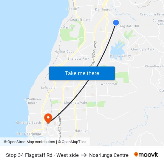 Stop 34 Flagstaff Rd - West side to Noarlunga Centre map