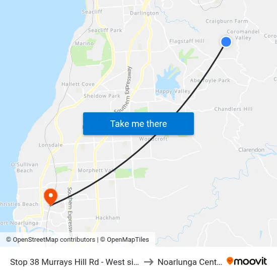 Stop 38 Murrays Hill Rd - West side to Noarlunga Centre map