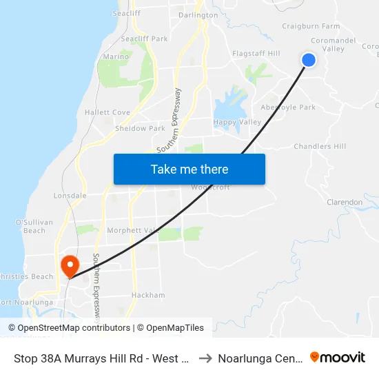 Stop 38A Murrays Hill Rd - West side to Noarlunga Centre map