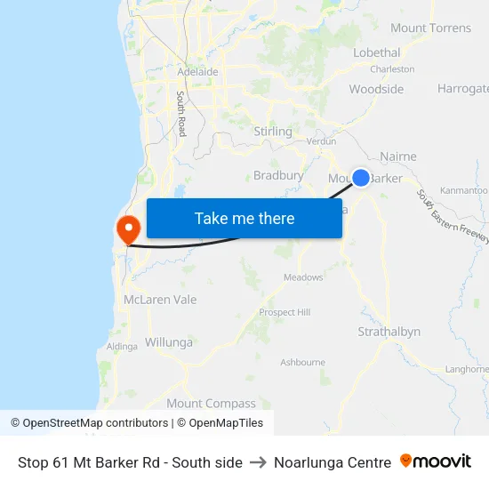 Stop 61 Mt Barker Rd - South side to Noarlunga Centre map