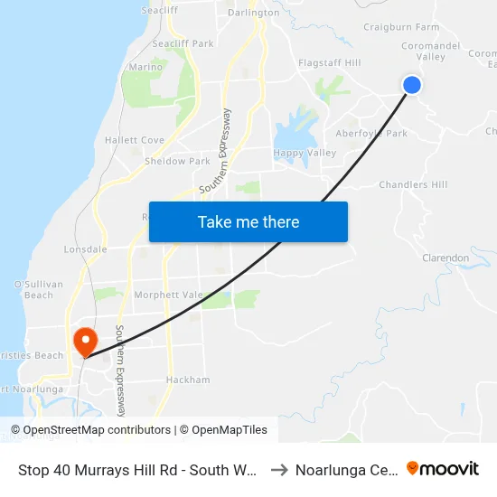 Stop 40 Murrays Hill Rd - South West side to Noarlunga Centre map