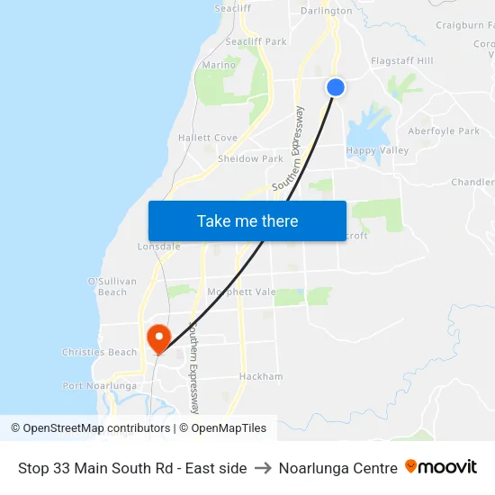 Stop 33 Main South Rd - East side to Noarlunga Centre map