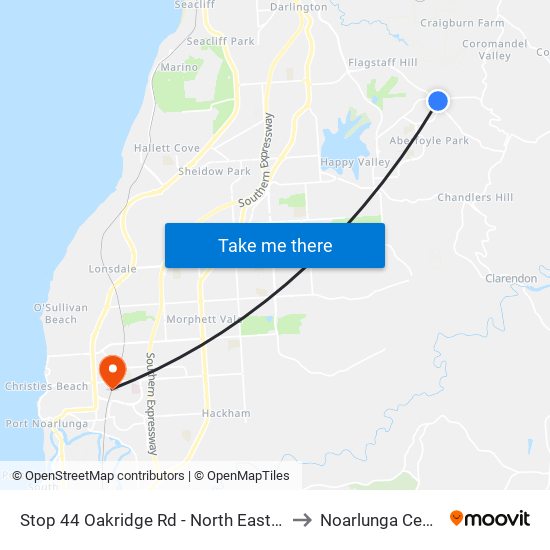 Stop 44 Oakridge Rd - North East side to Noarlunga Centre map