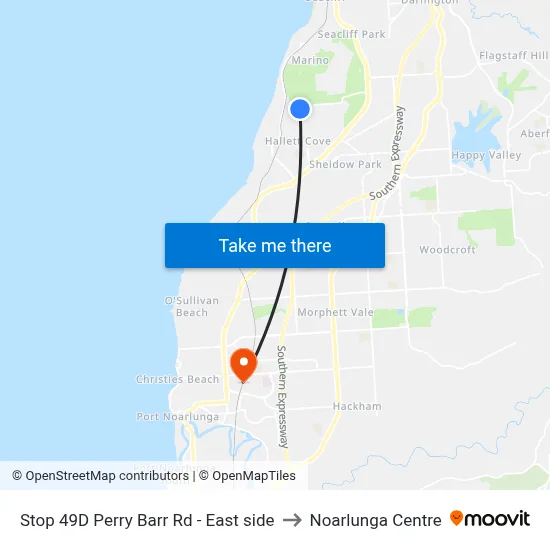 Stop 49D Perry Barr Rd - East side to Noarlunga Centre map