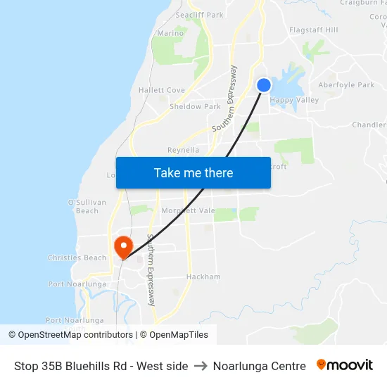 Stop 35B Bluehills Rd - West side to Noarlunga Centre map